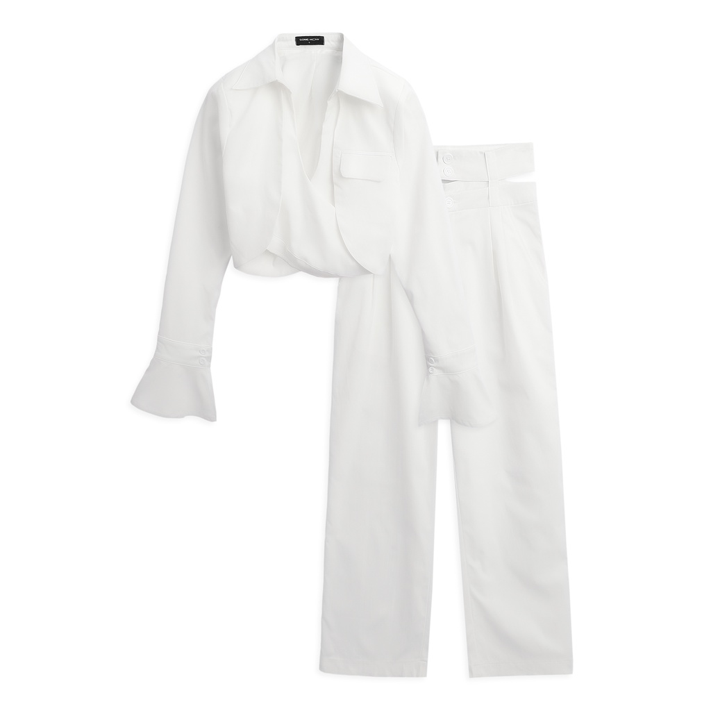 Set Nữ Áo Ngắn Blazer - Quần dài , Chất Kaki Cotton , WSD000112,SOMEHOW