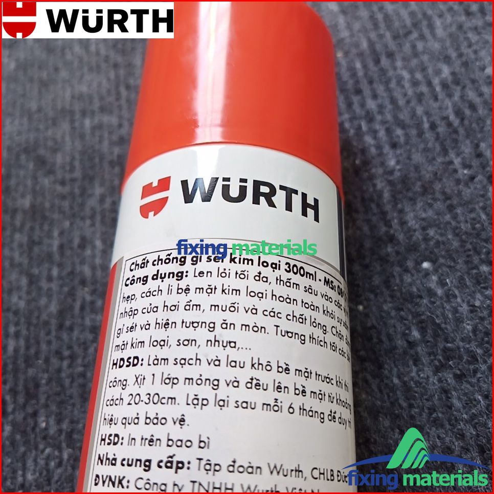 Chai xịt chống gỉ sét cao cấp WURTH Corrosion Protection Spray 089315 (300ml, SX tại Bỉ)