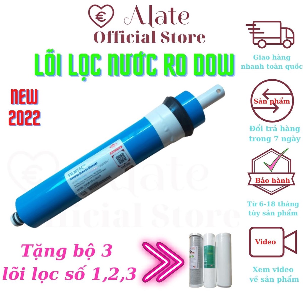 Màng Lọc Ro, Lõi Lọc Số 4 Thẩm Thấu, Lõi RO dow fintech dùng cho các máy lọc ro, tặng bộ 3 lõi 1,2,3 trị giá 150k Alate