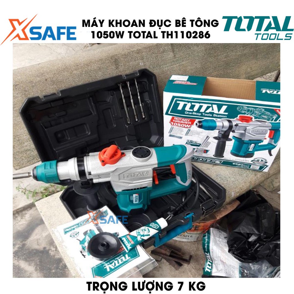Máy khoan đục bê tông 1050W TOTAL TH110286 Kèm 3 mũi khoan gài và 2 mũi đục Máy khoan đục cầm tay bảo hành chính hãng
