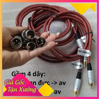 2 dây canon đực sang av( hoa sen) + 2 dây canon cái sang av( hoa sen) dài 0.8m