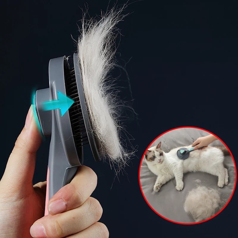Lược chải lông thú cưng cao cấp, gỡ rối tuyệt vời, có nút bấm lấy lông thừa thoing minh tiện lợi♥️♥️
