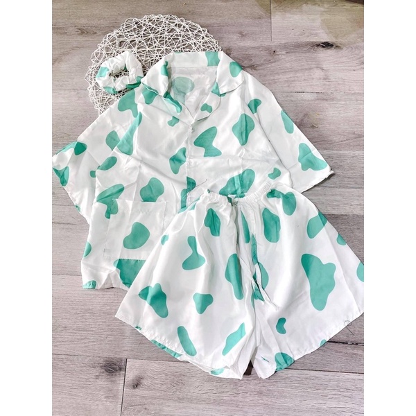 Bộ Pijama Hình Cộc Tay Nữ Tặng Kèm Dây Buộc Tóc Scruncies,Bộ Đồ Mặc Nhà Siêu Kute Ulzzang Hot Hit(Ảnh Thật) | BigBuy360 - bigbuy360.vn