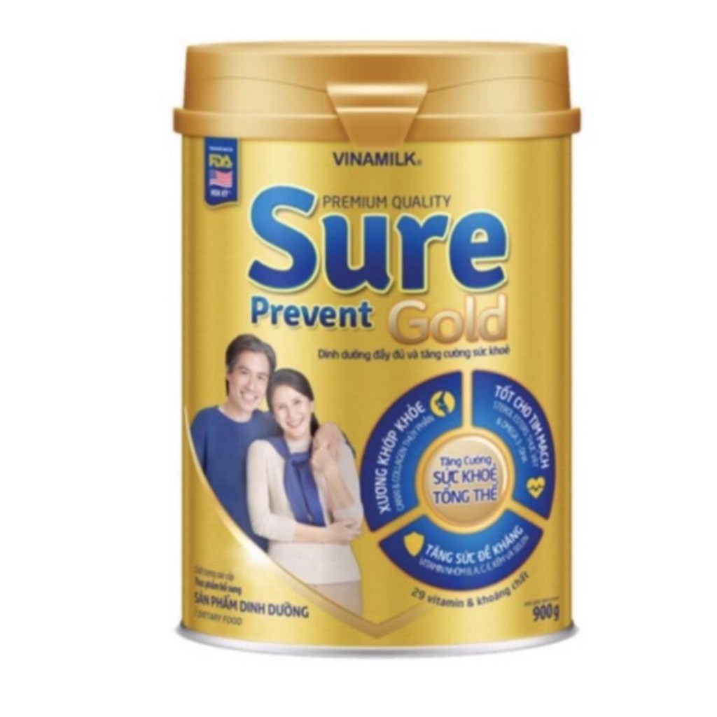 Sữa bột Vinamilk Sure Prevent 900g Mẫu Mới Gold