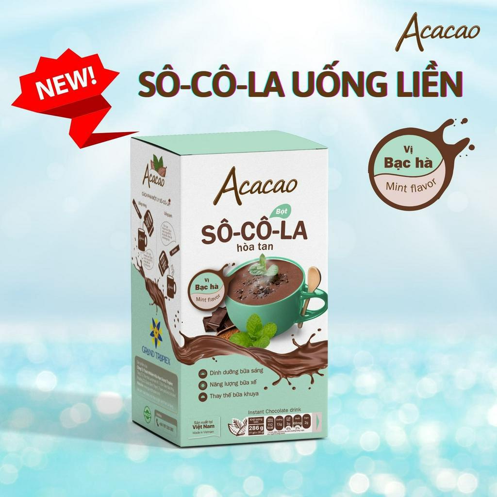 Bột socola hòa tan uống liền dinh dưỡng, Sô Cô La VỊ BẠC HÀ the mát sản khoái tăng cường miễn dịch [Acacao]