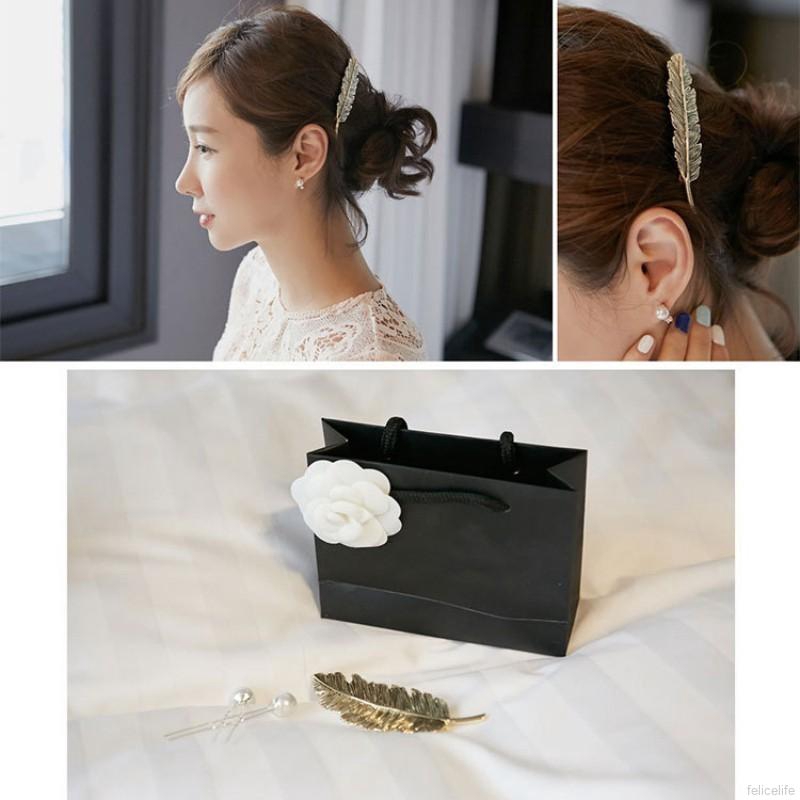 Cài tóc hợp kim chiếc lá nữ tính