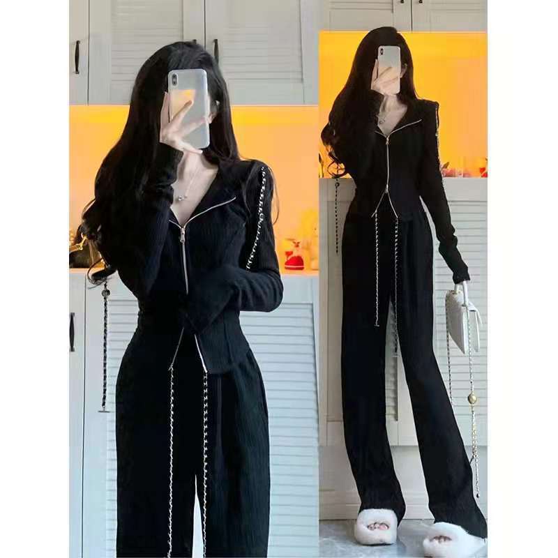 COZOK Set Áo Thun Ôm Dáng + Quần Dài Phong Cách Đường Phố Hong Kong Thời Trang Mùa Xuân 2022 Cho Nữ