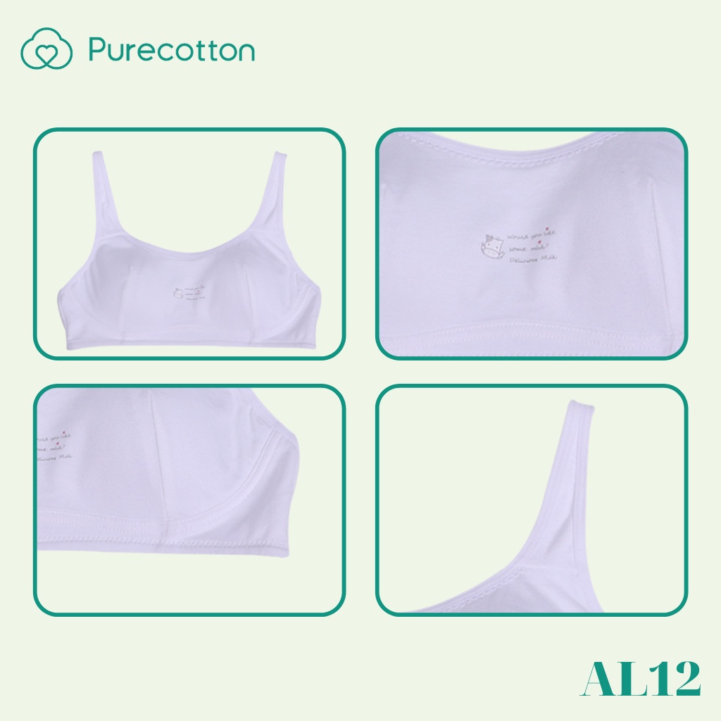 Áo lót học sinh Purecotton cho bé gái chất liệu cotton cao cấp kiểu dáng cài khuy không đệm PC015 | BigBuy360 - bigbuy360.vn