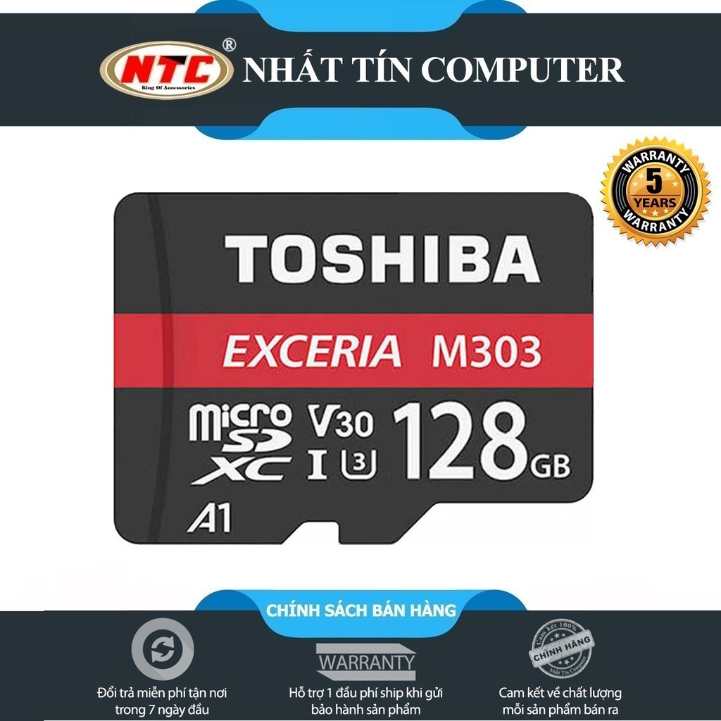 Thẻ nhớ MicroSDXC Toshiba Exceria M303 128GB UHS-I U3 4K V30 A1 R98MB/s W65MB/s (Đen)