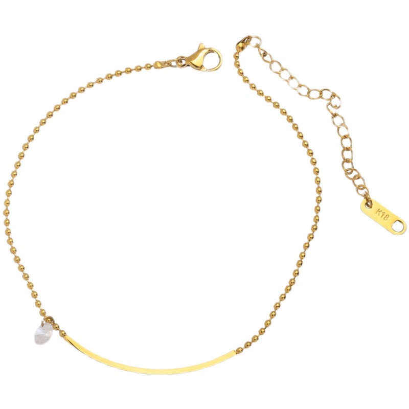 Lắc chân thép titan mạ vàng 18K mặt cười sang trọng chống thấm nước và mồ hôi phong cách Pháp sang trọng