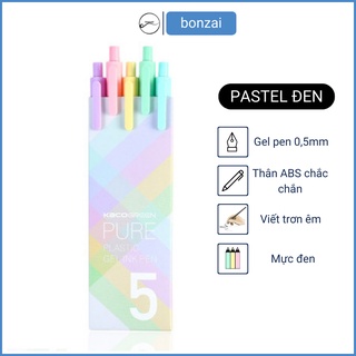 Bộ 5 bút gel KACO Green Pure Pastel mực đen 