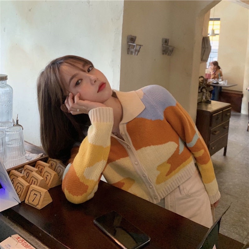 Korean Fashion lisa Pattern Long Sleeve Croptop Tops