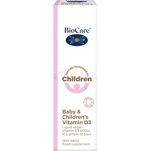 Vitamin dạng giọt Biocare Baby & Children's Vitamin D3 tăng cường sức đề kháng