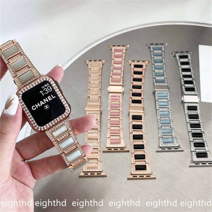 Dây Đeo Đồng Hồ Bằng Kim Loại Họa Tiết Mắt Mèo Đính Đá Cho Smart Watches Kích Thước 41mm 45mm 44mm 42mm 40mm 38mm