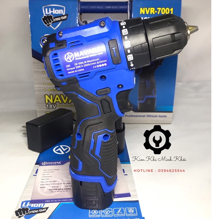 Máy khoan pin cầm tay không chổi than Navara 18V NVR-7001| Hàng chính hãng, bảo hành 12 tháng