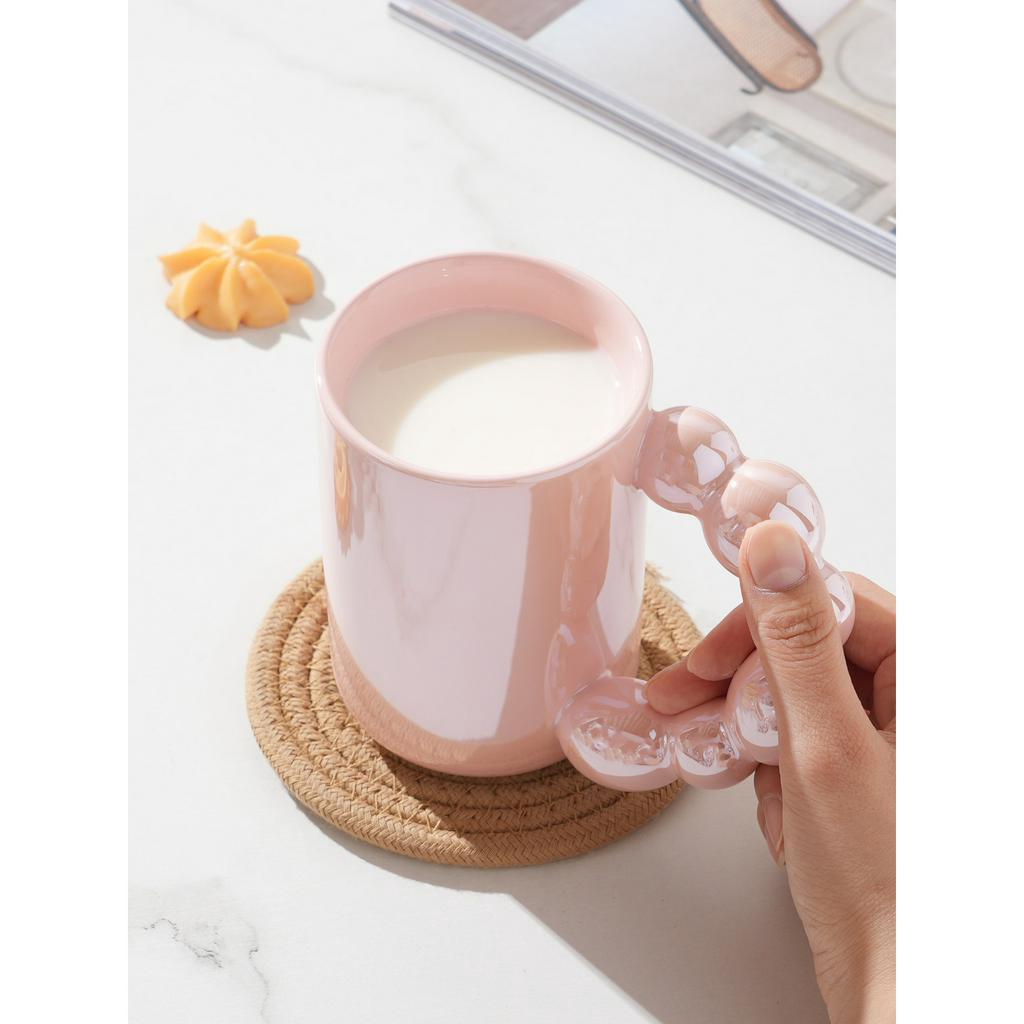 Cốc Sứ Tráng Men Quý Tộc Quai Cầm Ngọc Trai