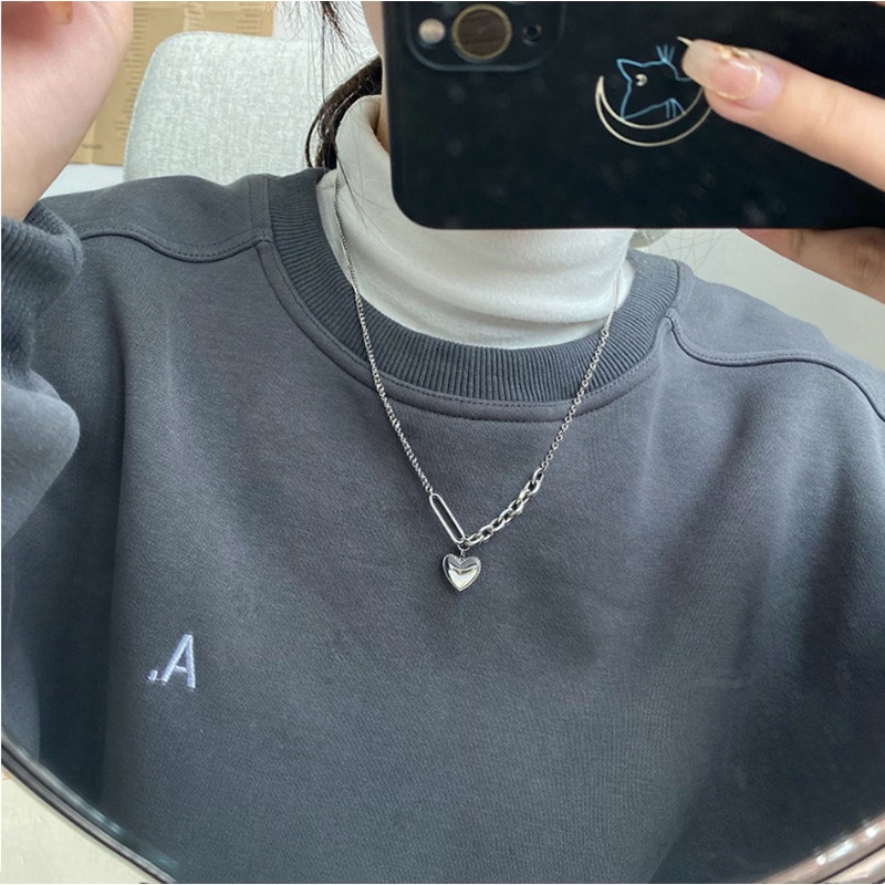 Vòng cổ Mặt Trái Tim Khắc Chữ Hello Girl Ins Thời Thượng
