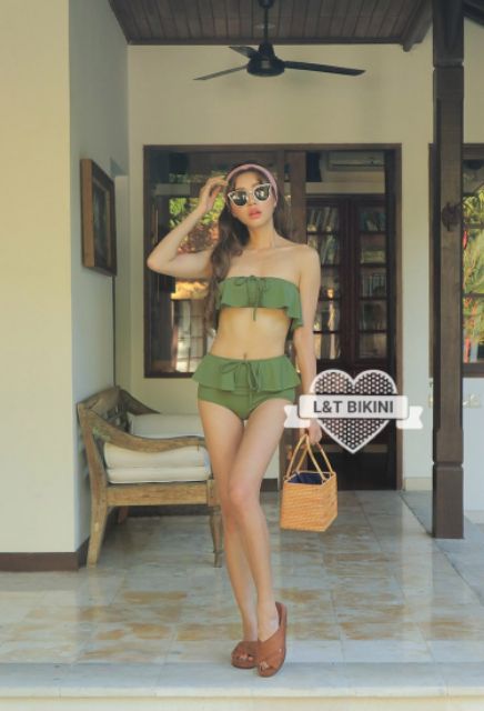 Bikini quây bèo xanh rêu sáng