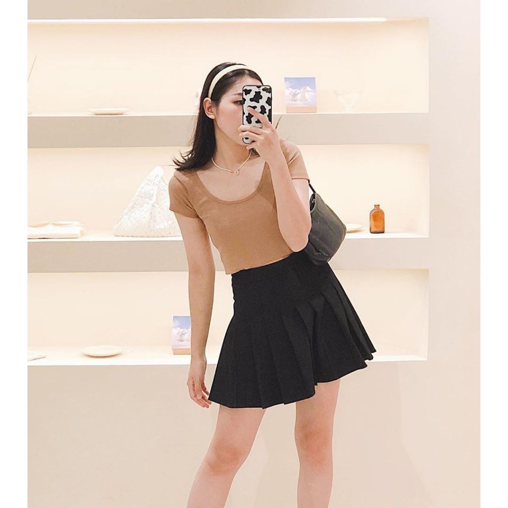 Chân váy xếp ly nữ dáng ngắn lưng cao chất tuyết mưa phong cách hàn quốc trẻ trung năng động