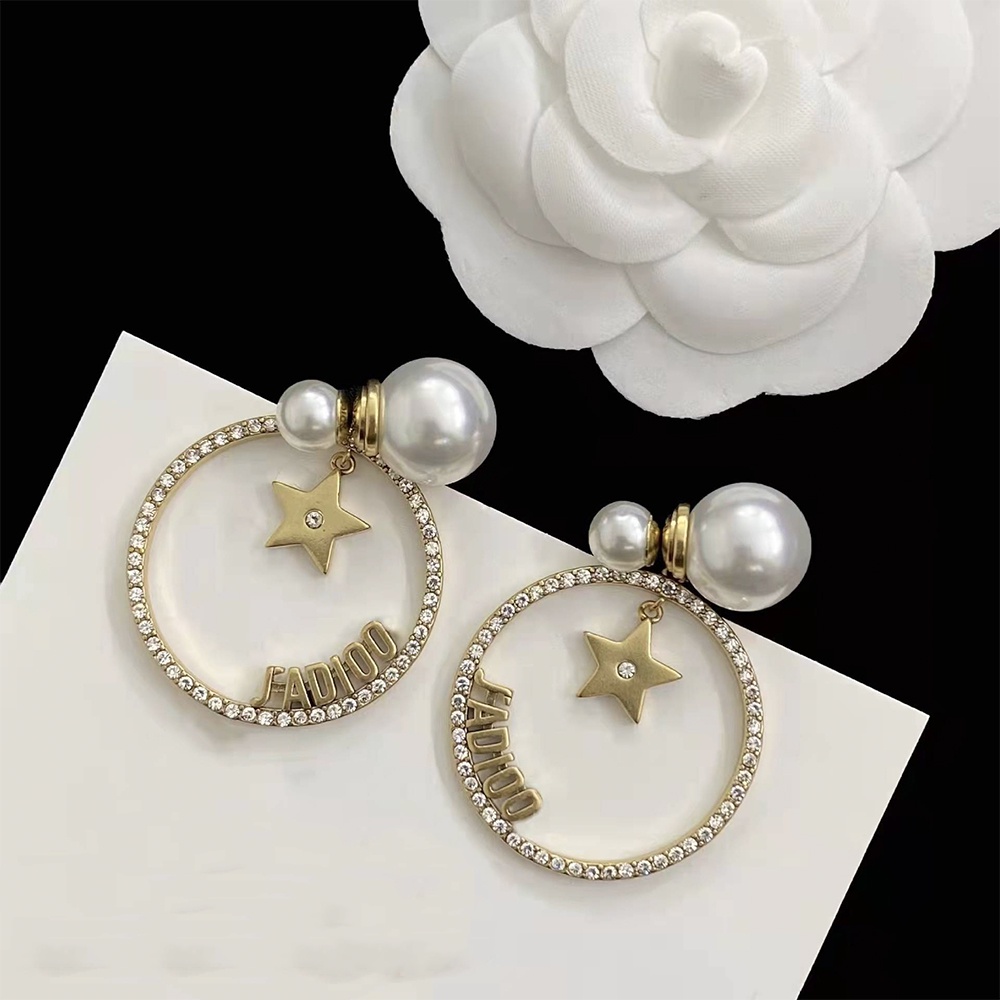 Bông tai nữ thương hiệu CD ngọc trai nhân tạo thả tròn cỡ lớn TB443 TOBI STORE