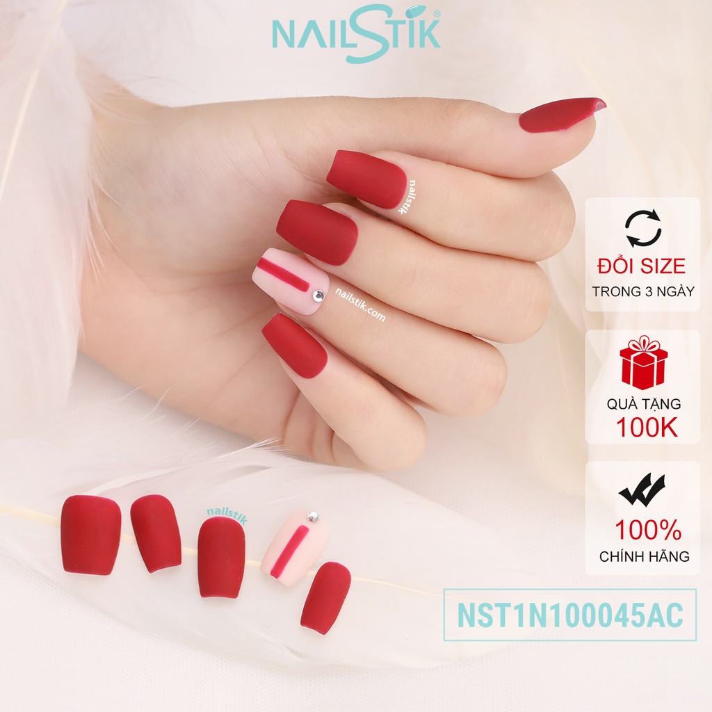 Móng úp thiết kế by NAILSTIK, form móng coffin, ngắn, 045