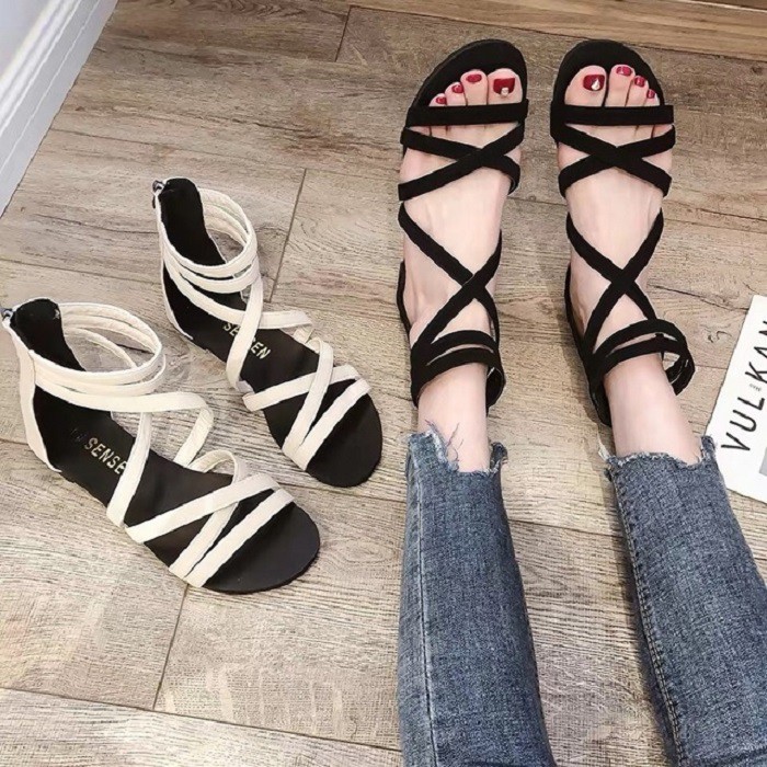 Giày Sandal Chiến Binh Cao Cổ Dây Chéo Quai Ngang Giày Xinh Giá Rẻ - CCngang