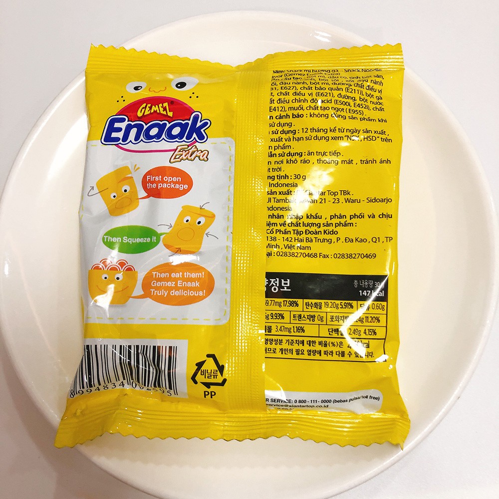01 gói x 30gr Mì ăn chơi hương gà ENAAK Hàn Quốc, sản xuất tại Indonesia