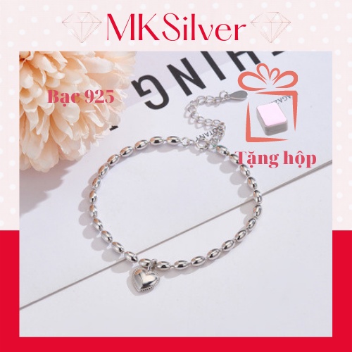 Vòng tay nữ, lắc tay bạc nữ ý S925, nữ trang bạc ý trái tim mong manh phong cách Hàn Quốc trẻ trung.
