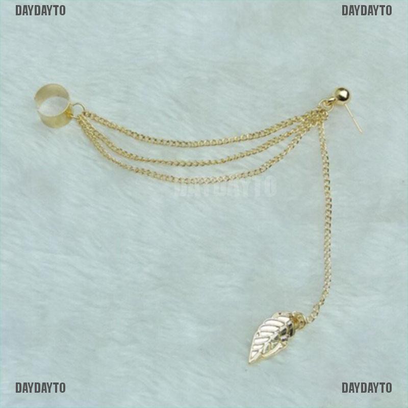 [DAYDAYTO] Bông Tai Thời Trang Trẻ Trung Hình Chiếc Lá Phối Dây Xích