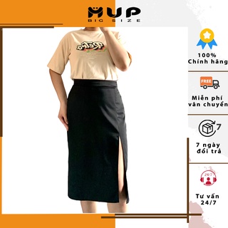 Chân váy lụa dài xẻ tà bigsize nữ công sở MUP Bigsize CV02