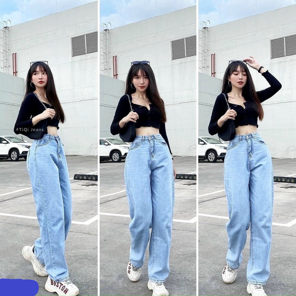 [ DANH XƯNG ] QUẦN JEANS ỐNG RỘNG NỮ LƯNG CAO LAI CUỐN MÀU XANH NHẠT FORM CHUẨN ĐỈNH CAO CẤP NITI TUNG BAY PHẤT PHỚI