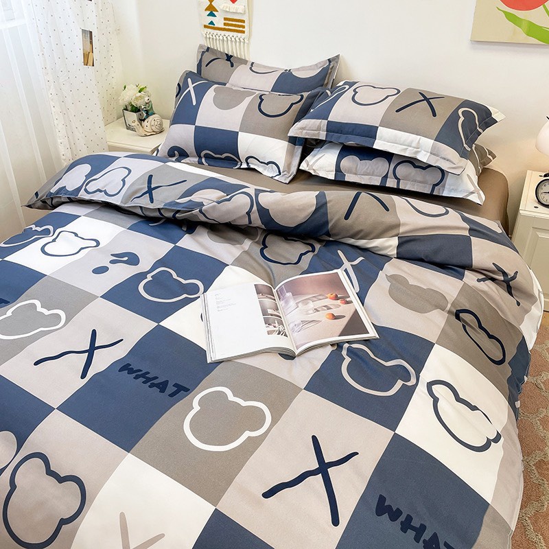 Bộ chăn ga gối cotton poly - Mẫu gấu X.0