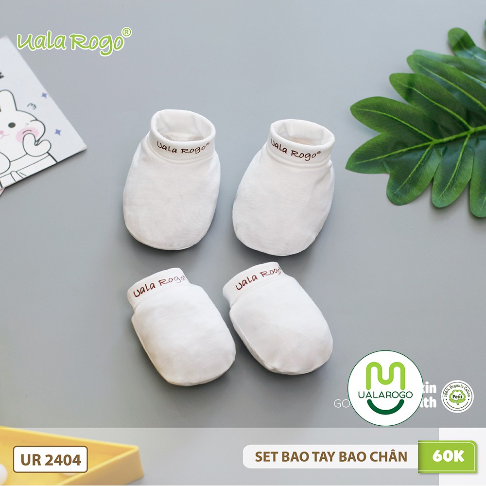 Set bao tay bao chân Ualarogo vải peptit mềm mại co giãn bảo vệ chân tay bé khỏi va chạm 4 màu xinh xắn UR2404