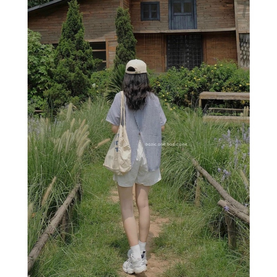 [vintage.design] áo sơ mi sọc kẻ xẻ sau, áo babydoll sọc kẻ xẻ sau có [video+ ảnh thật] A360 | BigBuy360 - bigbuy360.vn