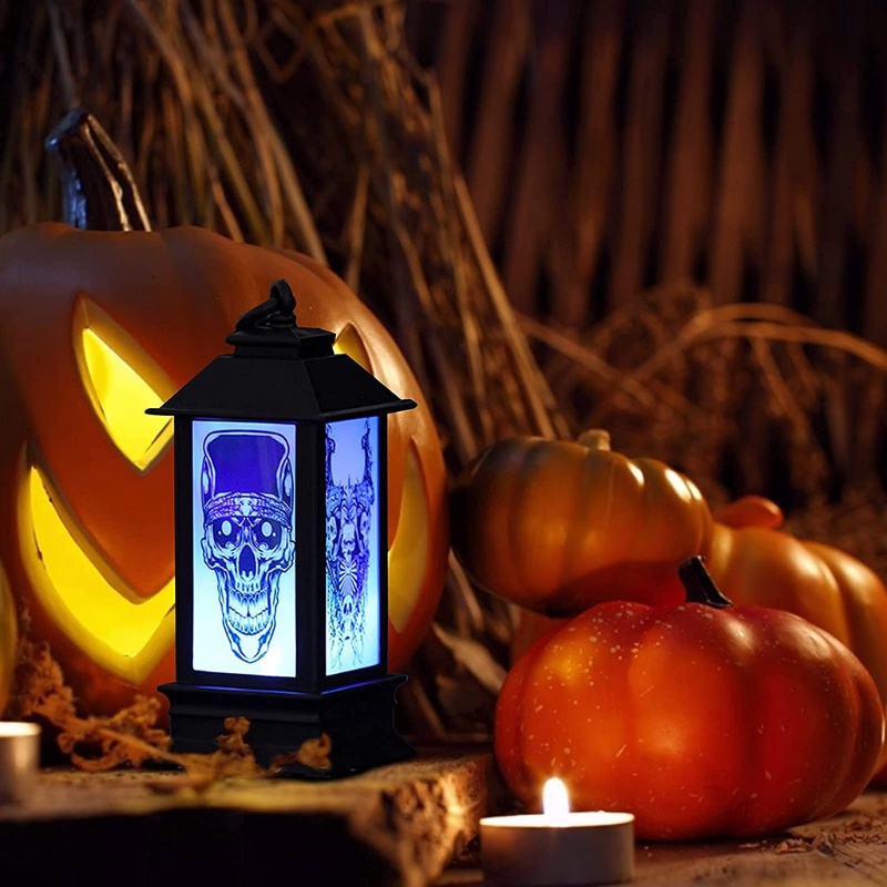 Đèn LED Hình Đầu Lâu Và Bí Ngô Trang Trí Halloween