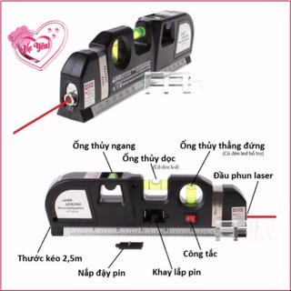 Thước Đo Laser Nivo/ Căn Mực, cân bằng 4in1 Laser Level Pro 3