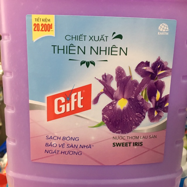 Nước lau sàn Gift chiết xuất thiên nhiên hương Sweet Iris can 3,8kg
