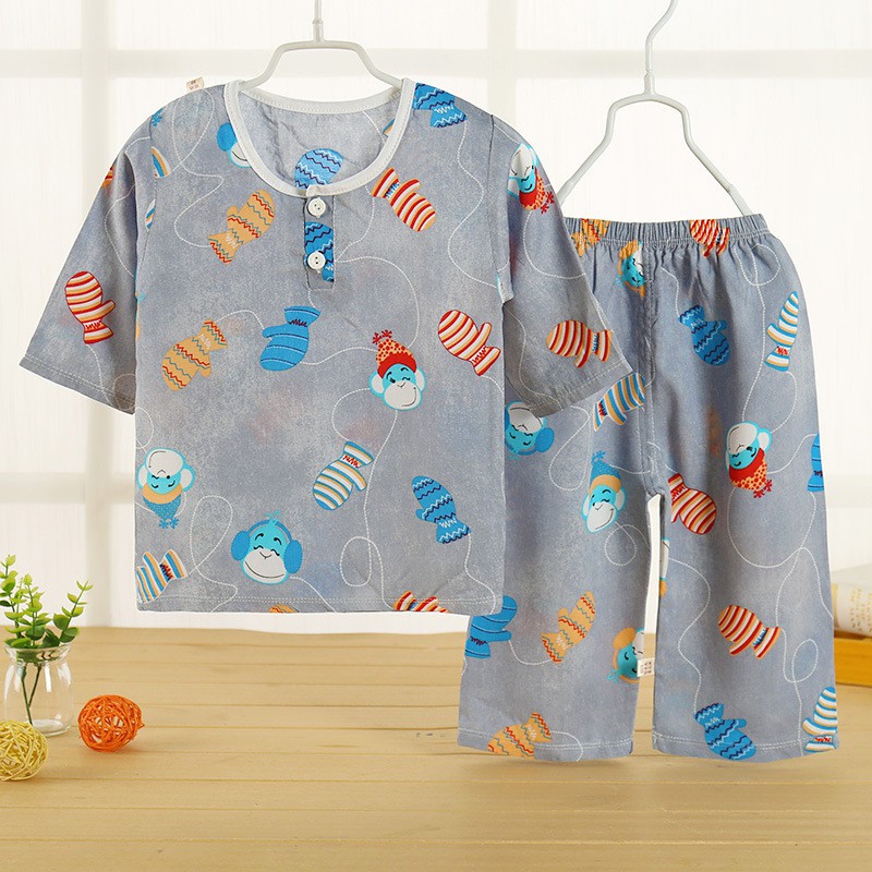 Bộ Đồ Ngủ Pijama Vải Cotton Thời Trang Mùa Hè 2020 Cho Bé