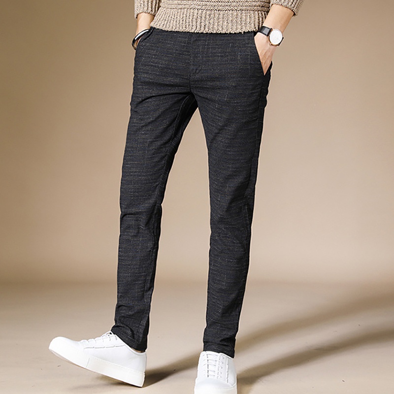 Quần Dài Vải Lanh cotton Ống Đứng Ôm Dáng Phong Cách Hàn Quốc Cho Nam