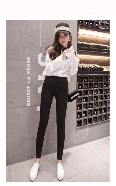 Quần skinny big size màu đen jean thun ống dây kéo size 70-80kg
