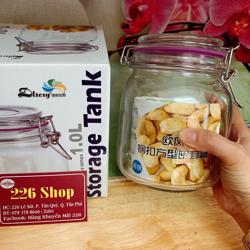 Hũ thuỷ tinh nắp gài inox Dlicsy cao cấp -Đủ size như hình