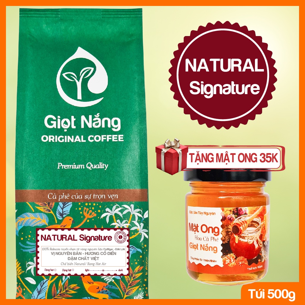 Cà phê nguyên chất Natural pha cà phê phin và espresso, cafe rang xay hương cổ điển, đậm chất Việt từ GIỌT NẮNG COFFEE