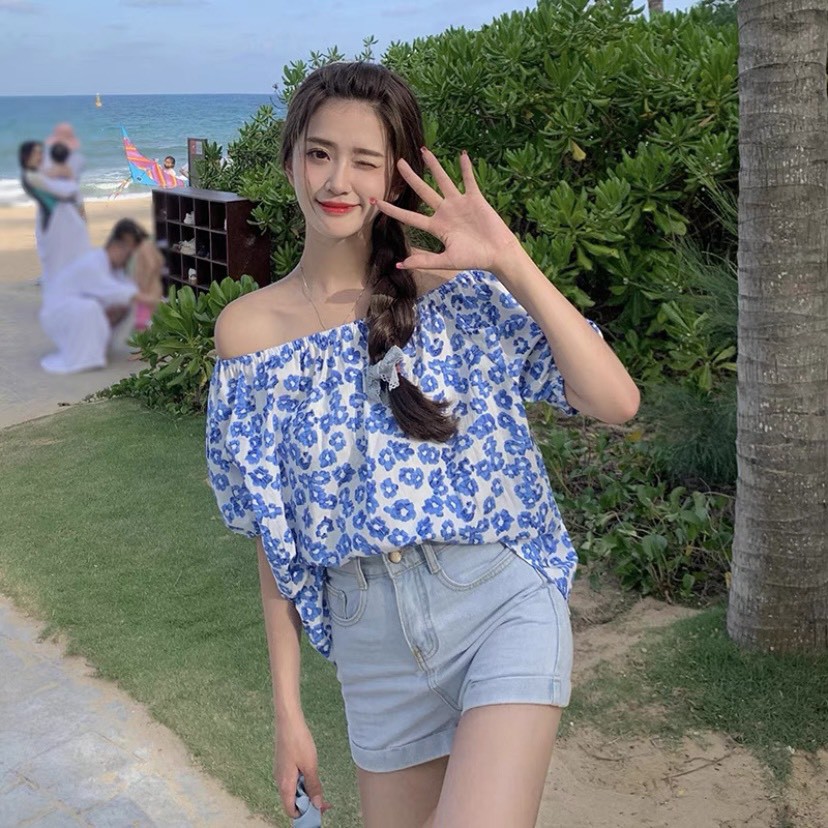Áo thô hoa trễ vai hoặc 2 kiểu siêu xinh Ulzzang style  Hàng quảng Châu