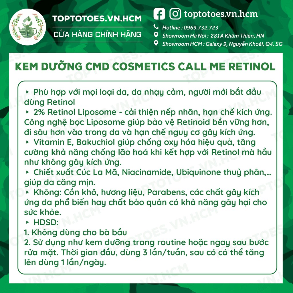 Bộ sản phẩm Call Me BLEMISH TREATMENT BOX CMD Cosmetics gồm Toner Call Me BHA &amp; Kem dưỡng Call Me Retinol