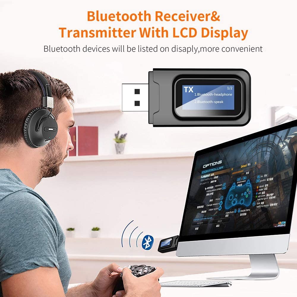 Bộ thu phát nhạc Bluetooth 5.0 có màn hình hiển thị - 2 in 1