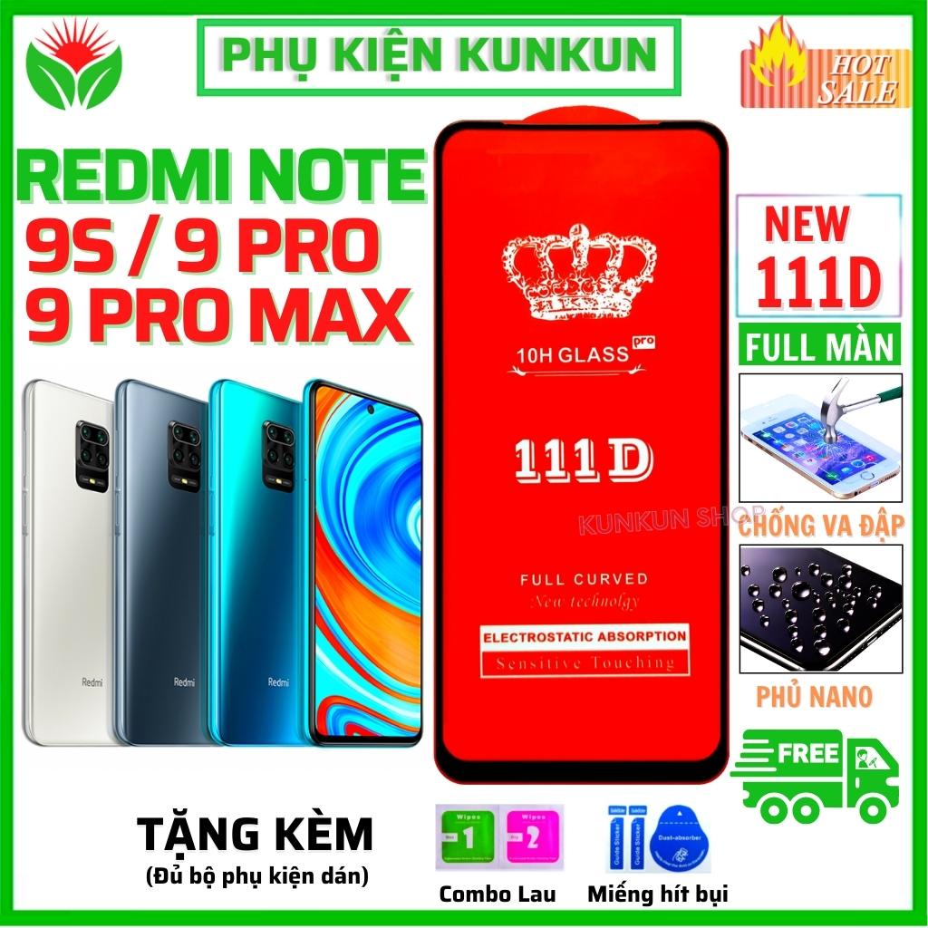 Kính cường lực Redmi Note 9s / 9 Pro / 9 Pro Max - Dán Full màn hình 111D - Độ trong suốt cực cao- Chống bám vân tay tốt
