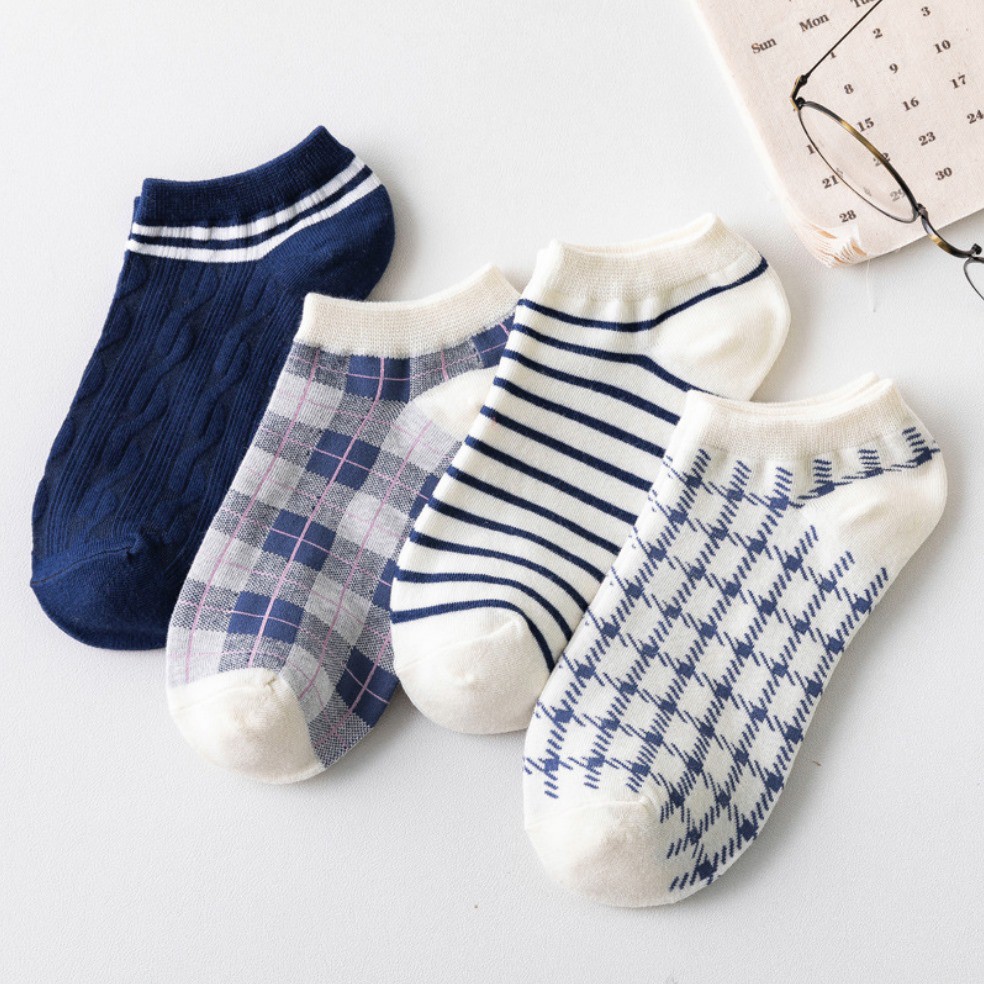 Vớ ngắn/ tất ngắn họa tiết caro - sọc Mua Tất unisex (muatatshop)