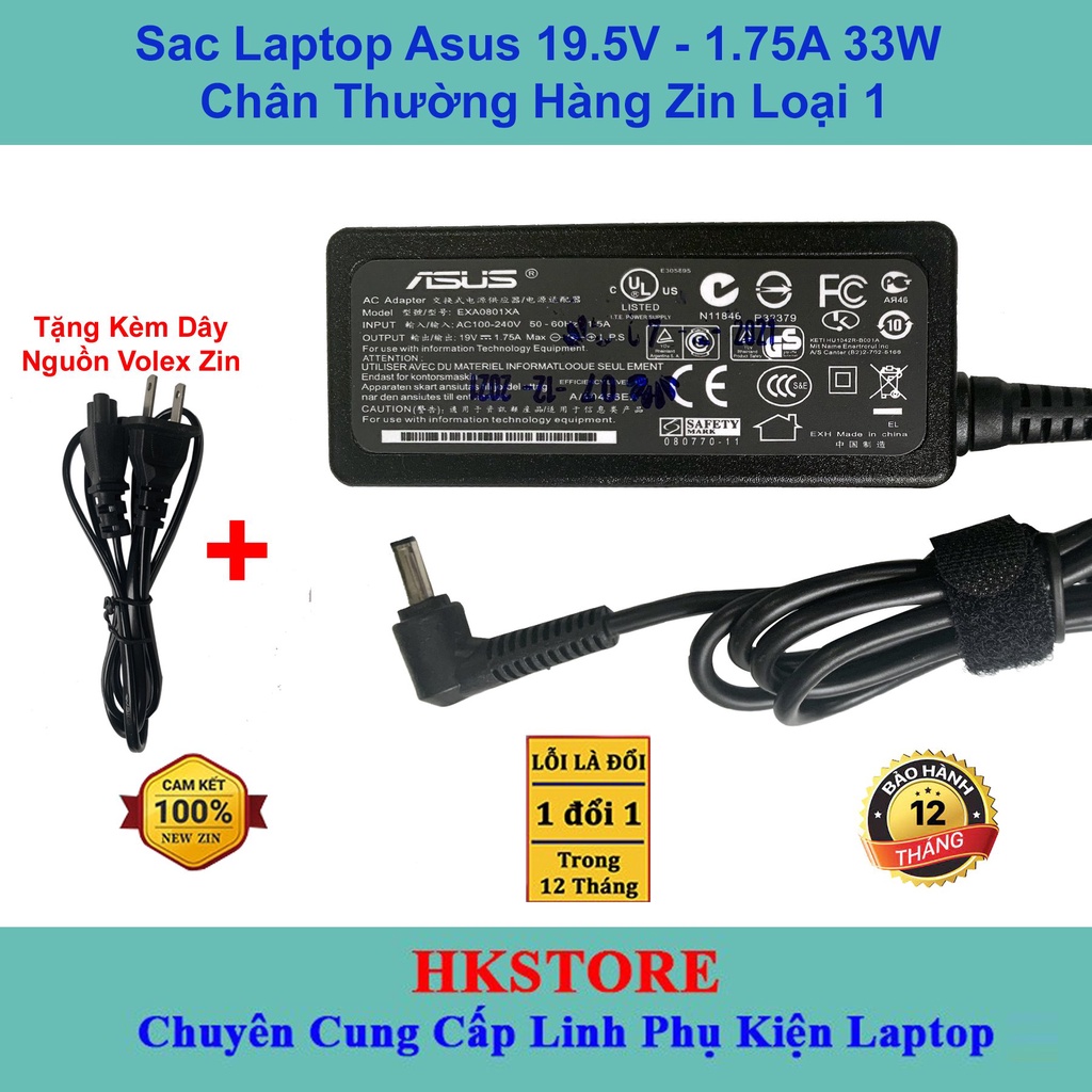 Sạc Laptop Asus 19V-1.75A 33W chân thường 4.0mm*1.35mm Asus X553 E502 X453M K401L E502 E402 E403 K401LB K401U X540L K401