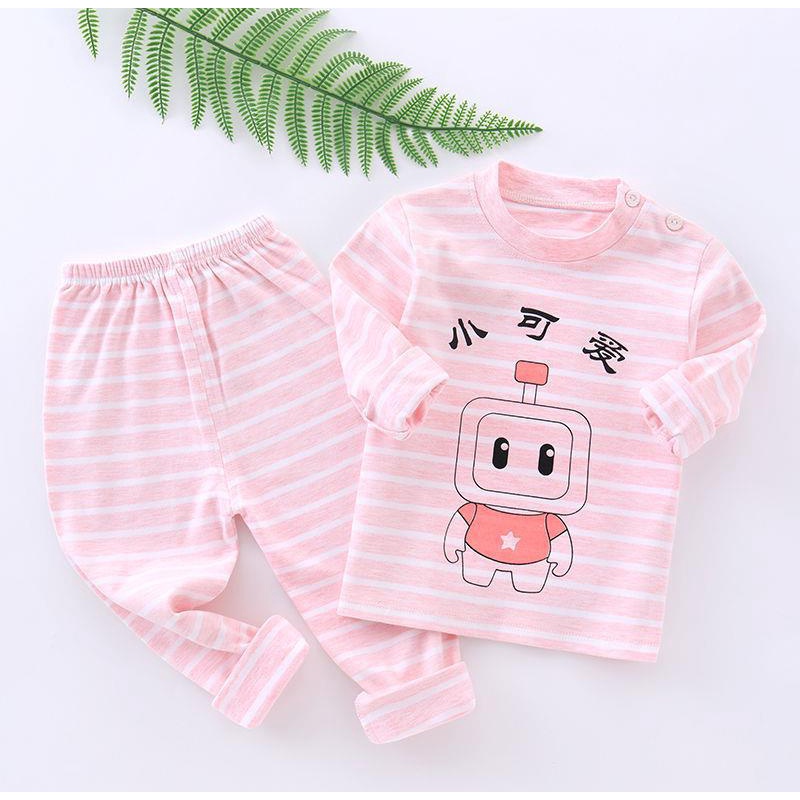 Bộ thu đông dài tay cotton nỉ Micky Mon kẻ hình mặt gấu siêu yêu