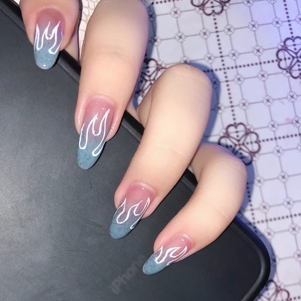 Miếng dán trang trí móng tay hình ngọn lửa 3D sành điệu DIY